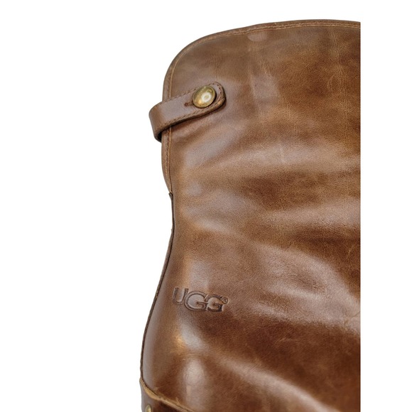 UGG Australia Lynnea Sheepskin Lined Brown Leather Clog Boots Size 6 - Picture 12 of 12